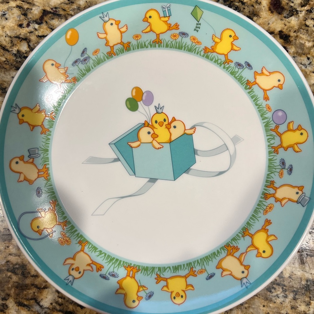 Tiffany & Co. Chicks baby Plate - Blue and Yellow